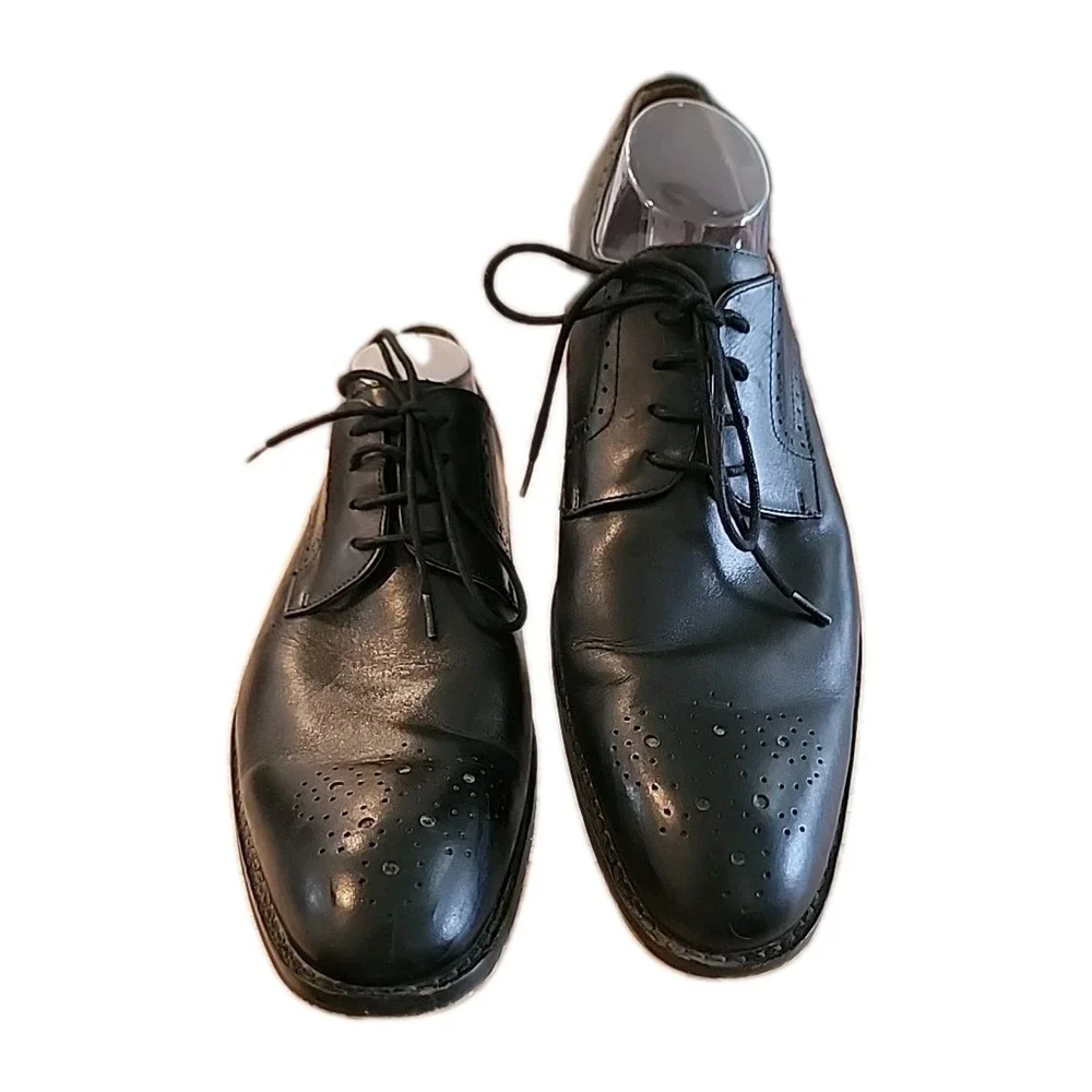 Aston Grey Miller Men Derby Brogue Dress Shoes Black Leather Size‎ 11